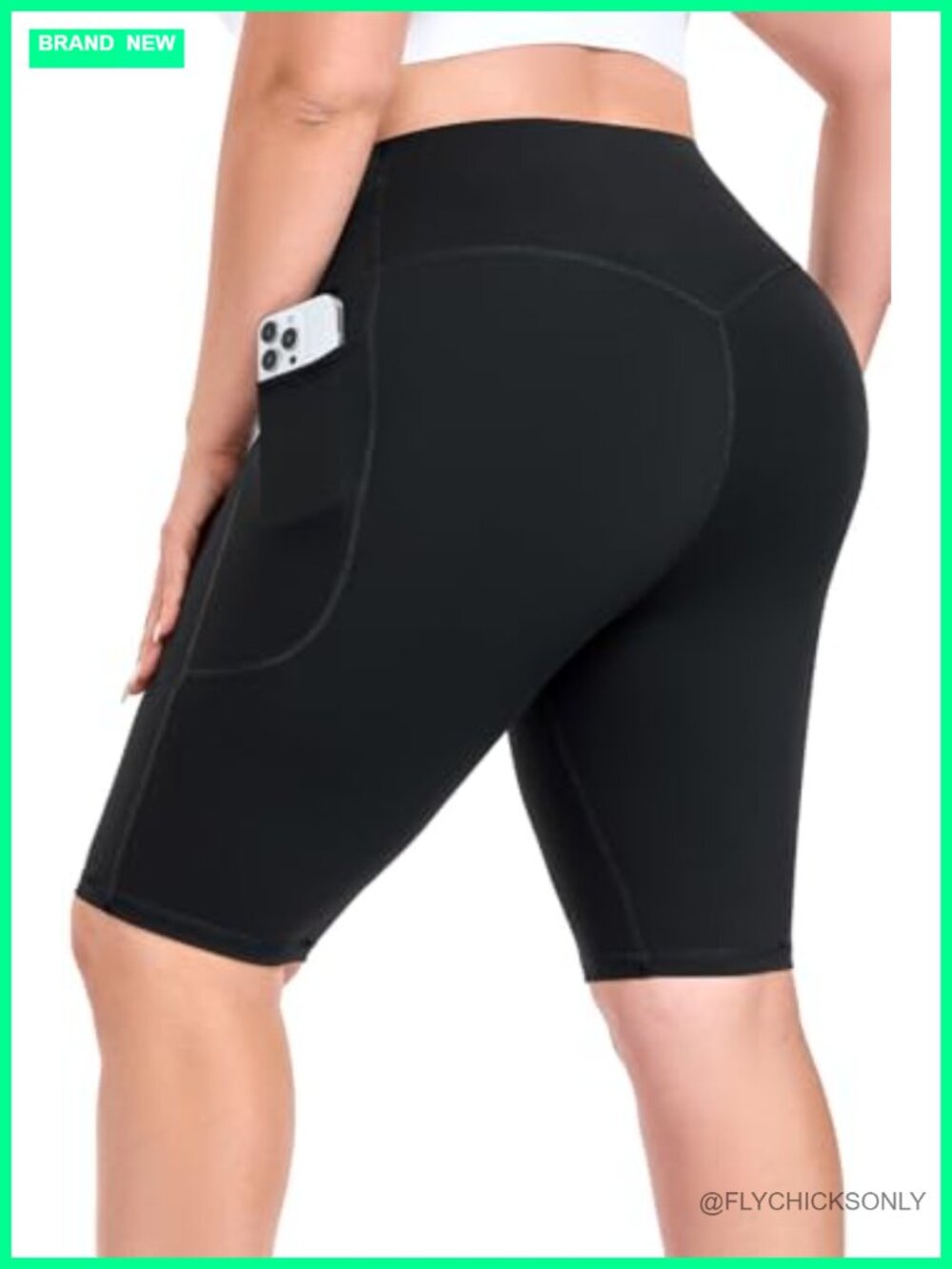Plus Size Biker Shorts 10In High Waist Pockets Squat Proof Workout